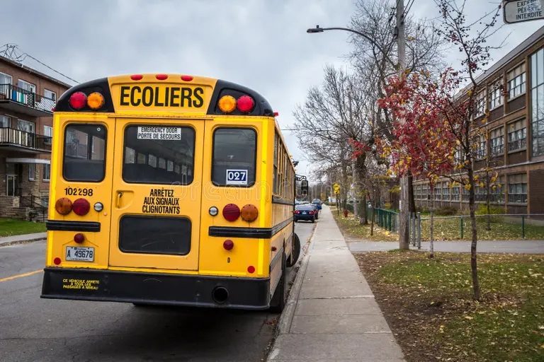 quebec school bus parked