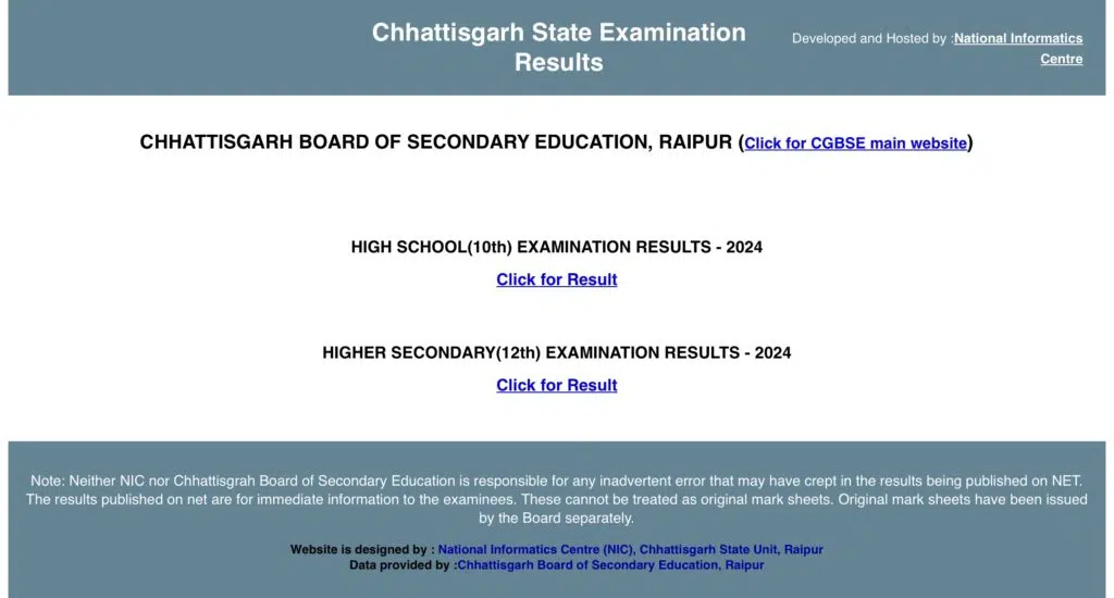 CG Board Exam Result